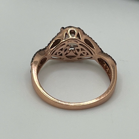 LeVian 14K Strawberry Rose Gold Smoky Quartz and Chocolate Vanilla Diamonds Ring - Picture 9 of 9